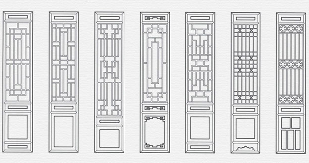 清水常用中式仿古花窗图案隔断设计图